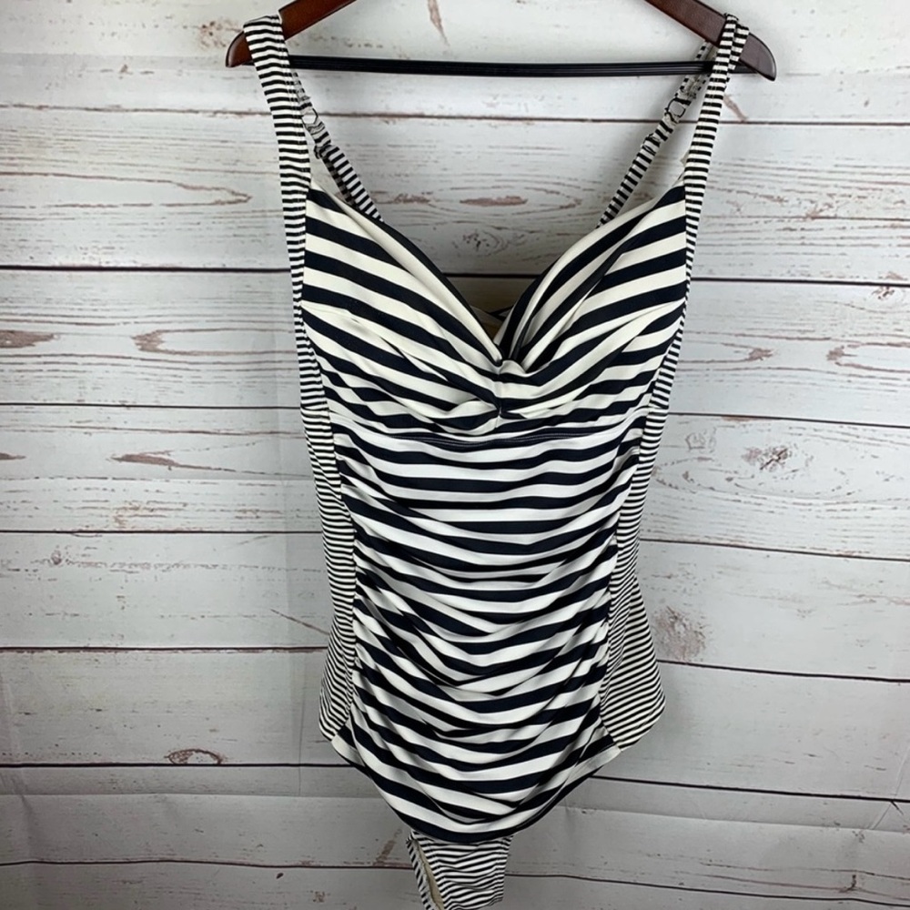 Torrid | Black Cream Striped One Piece Swimsuit